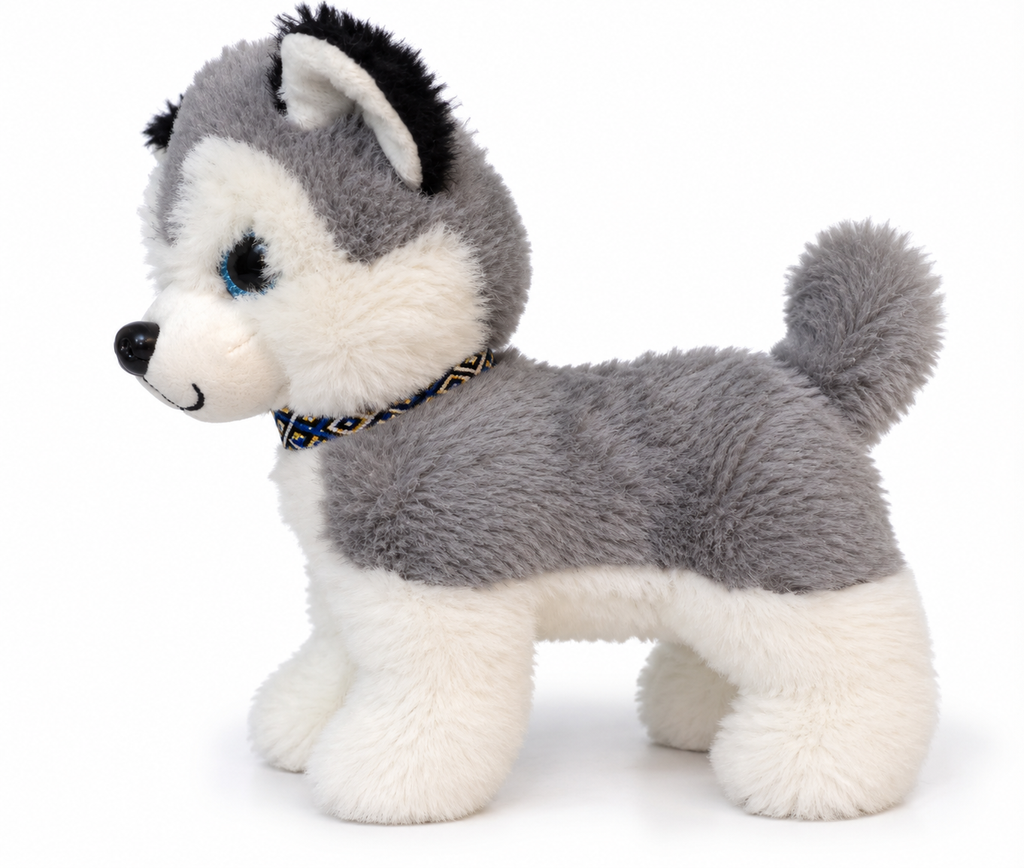Soft Plush Husky Dog Toy with Blue Eyes