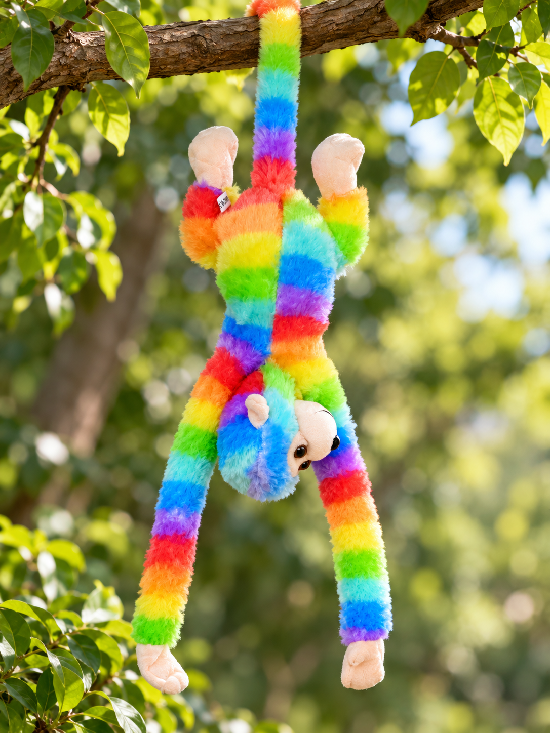 Rainbow Hanging Monkey Soft Plush Toy | Colorful Stuffed Monkey for Kids