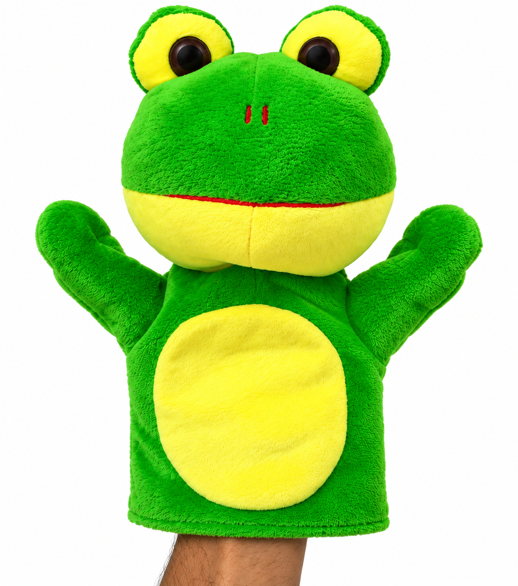 Cute Green Frog Hand Puppet Soft Toy