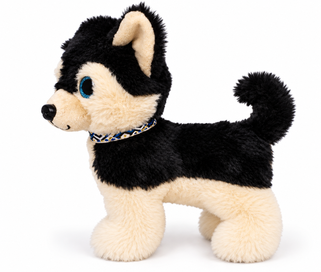 Black & White Husky Soft Plush Toy for Kids