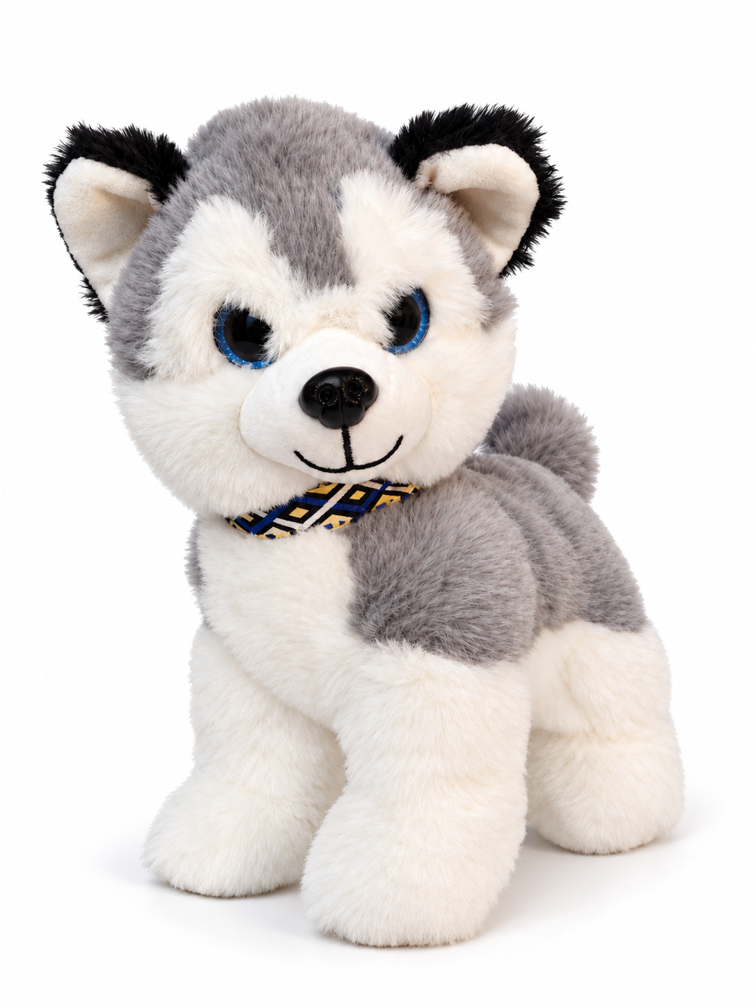 Soft Plush Husky Dog Toy with Blue Eyes